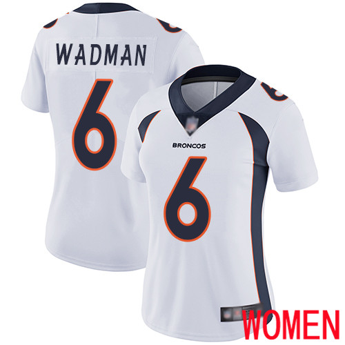 Women Denver Broncos #6 Colby Wadman White Vapor Untouchable Limited Player Football NFL Jersey->youth nfl jersey->Youth Jersey
